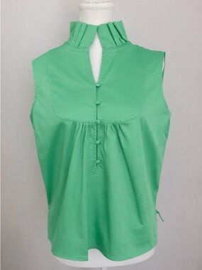 SEdge Spearmint Green Cotton Top Ruffle Collar Sleeveless Size Small NWT